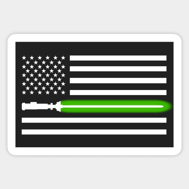 Light saber Green-line American Flag Sticker by turborx